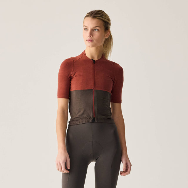 Velocio Women's Merino LUXE Colorblock Jersey in Paprika/Olive