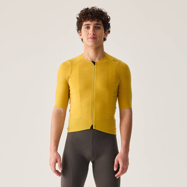 Velocio Men's LUXE Merino Jersey in Sulphur