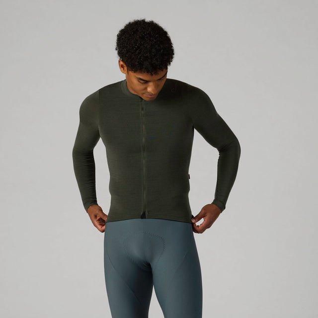 Velocio Men's LUXE Merino Long Sleeve in Deep Forest
