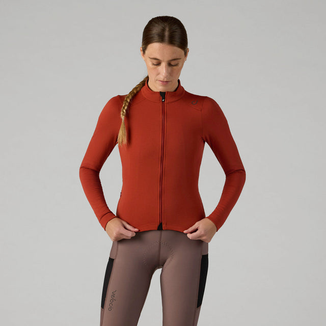 Velocio Women's LUXE Thermal Long Sleeve in Red Ochre