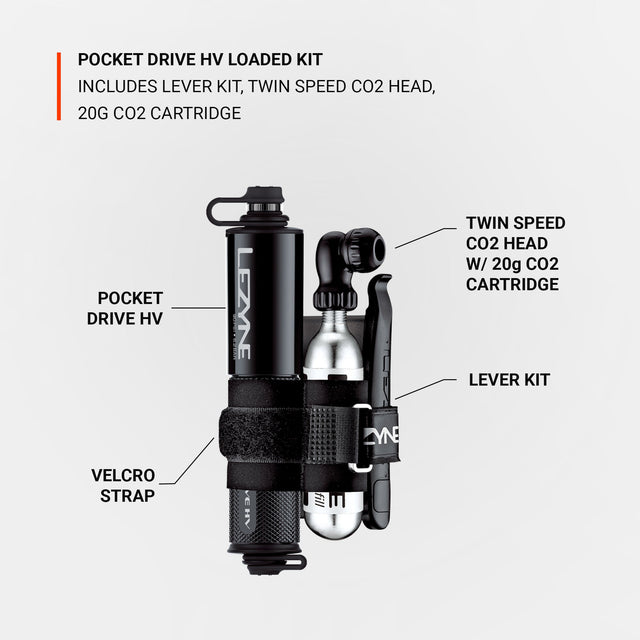 Lezyne Pocket Drive HV Loaded Mini Pump Kit