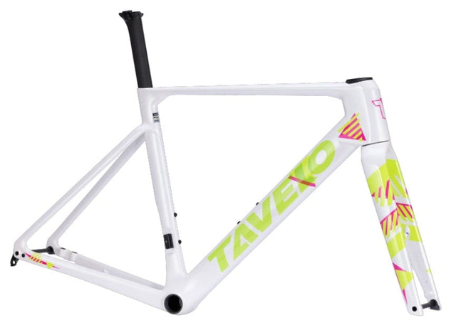 Tavelo AROW RACE Carbon Aero Road Frameset - Geo (White-Green)