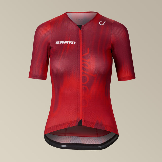 Velocio Women's SRAM LUXE Ultralight Mesh Jersey in Red Stroke