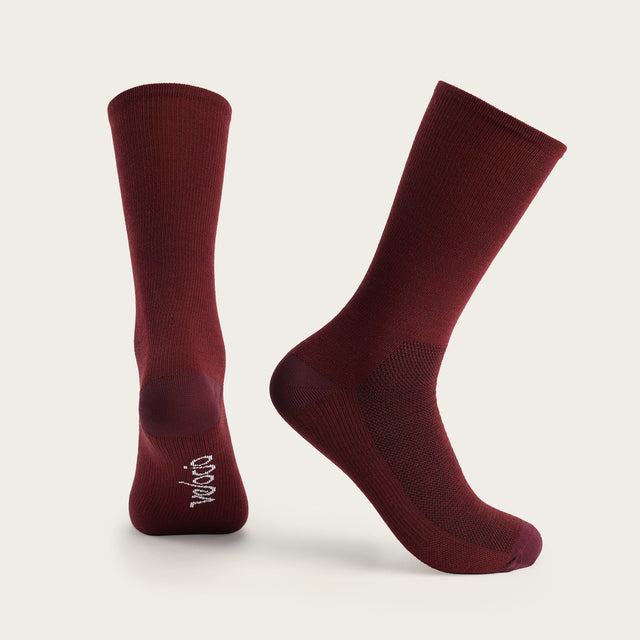 Velocio LUXE Merino Sock in Dark Red
