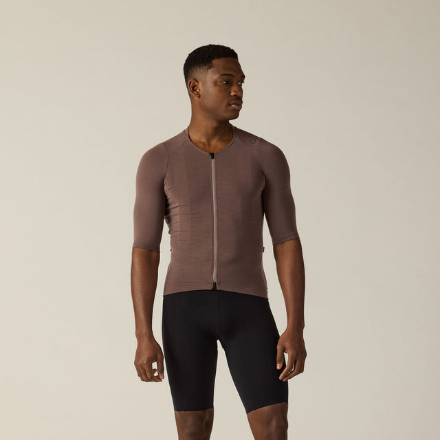 Velocio Men's LUXE Merino Jersey in Plum Truffle