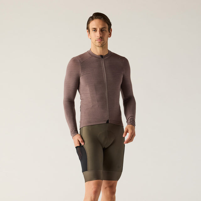 Velocio Men's LUXE Merino Long Sleeve (Past Season) in Plum Truffle