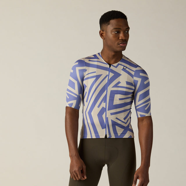 Velocio Men's LUXE Ultralight SE Jersey in Lines Peri