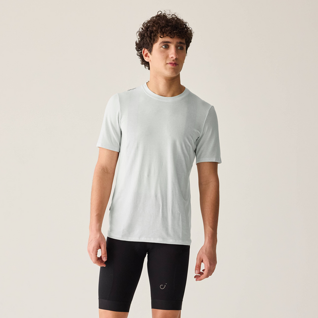 Velocio Men's Merino Ride Tee in Barely Blue