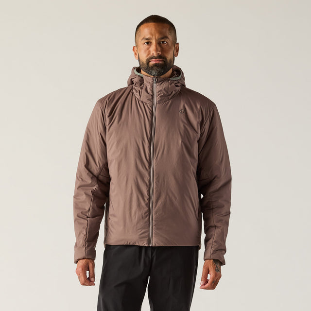 Velocio Men's Ultrapack Insulated Hoodie in Plum Truffle