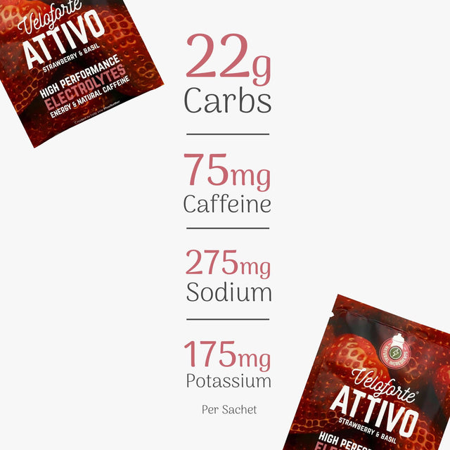 Veloforte Attivo Electrolyte Powder - Strawberry & Basil with Caffeine