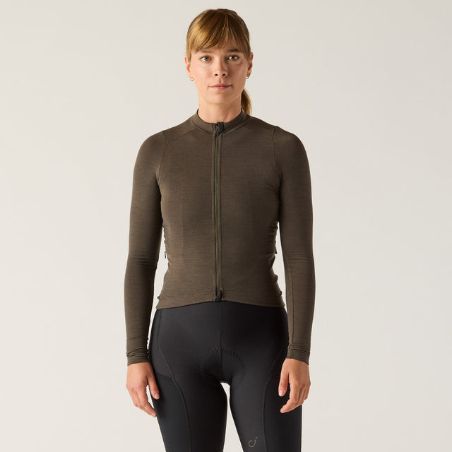 Velocio Women's LUXE Merino Long Sleeve (Past Season) in Black Olive
