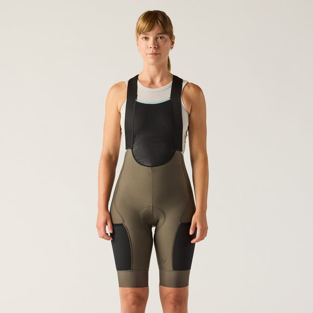 Velocio Women's LUXE Thermal Bib Short in Black Olive