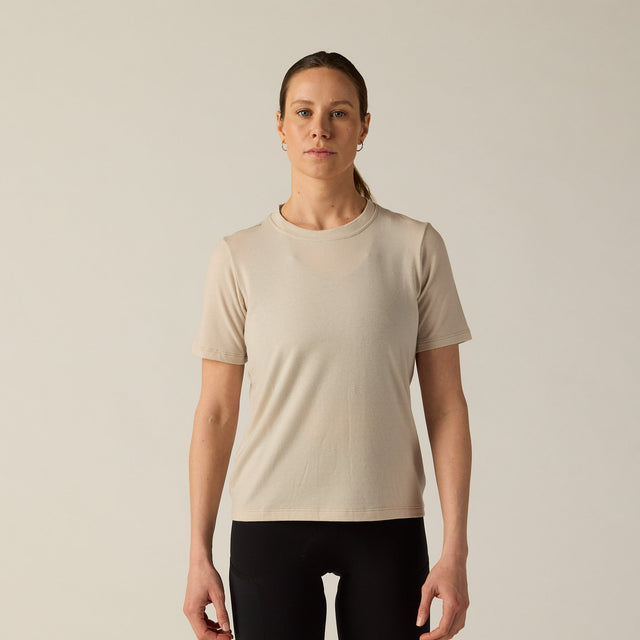 Velocio Women's Merino Ride Tee in Pumice Stone